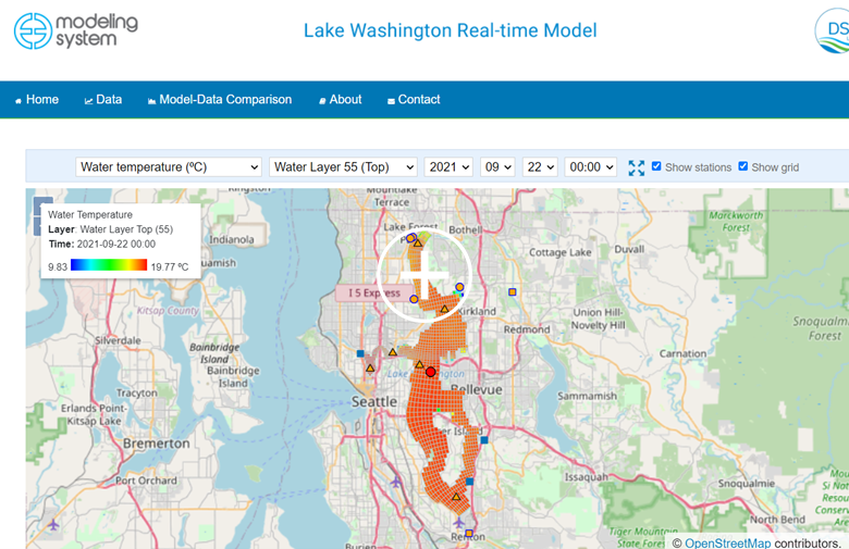 Lake Washington Real-time Model using NetCDF UGRID format