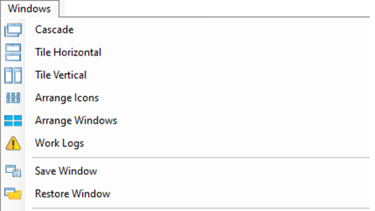 Figure 1. Toolbar menu for Windows.